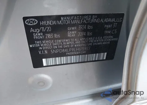 2020 Hyundai Elantra Value Edition from USA, damaged, VIN 5NPD84LF9LH615977